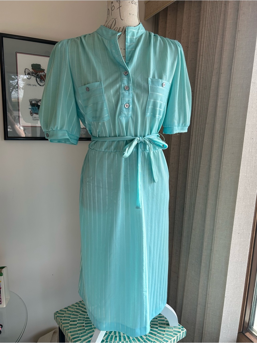 Vintage 1980’s Tie-Waist Shirt Dress - Picture 1 of 6
